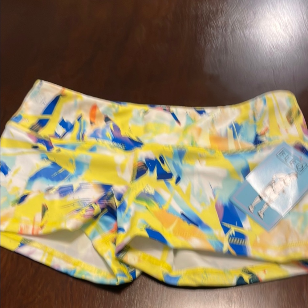 Fleo Women's Athletic Shorts - Yellow, Blue, White